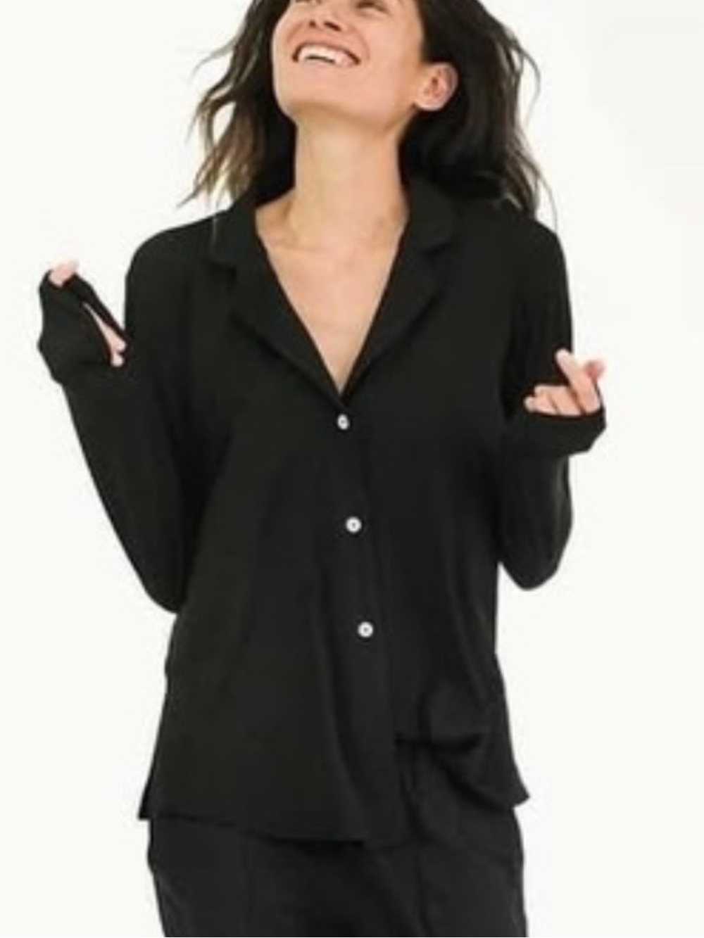Recliner Classic Black Button-Front Women’s Pajama Top Size XS